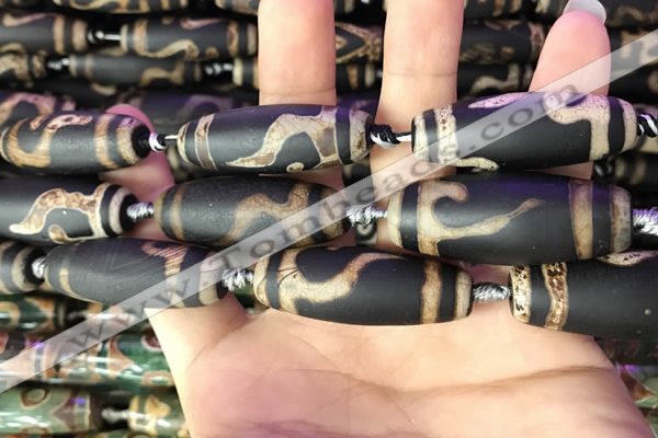 CAA2694 15.5 inches 14*38mm - 16*43mm rice tibetan agate dzi beads