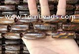 CAA2697 15.5 inches 14*38mm - 16*43mm rice tibetan agate dzi beads