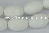 CAA27 15.5 inches 15*20mm faceted rice white agate gemstone beads