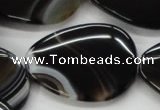 CAA271 15.5 inches 30*35mm flat teardrop black line agate beads