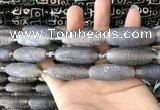 CAA2713 15.5 inches 14*38mm - 16*43mm rice tibetan agate dzi beads