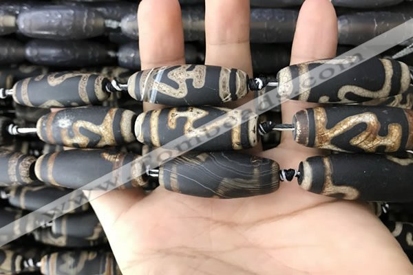 CAA2715 15.5 inches 14*38mm - 16*43mm rice tibetan agate dzi beads