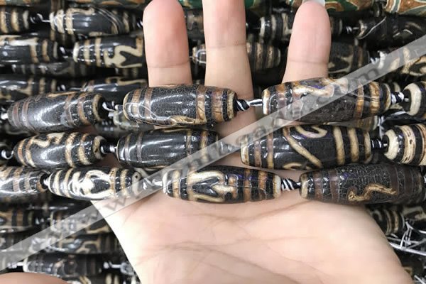 CAA2716 15.5 inches 14*38mm - 16*43mm rice tibetan agate dzi beads