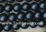 CAA2759 15.5 inches 2mm round matte black agate beads wholesale