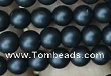 CAA2760 15.5 inches 3mm round matte black agate beads wholesale