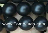 CAA2763 15.5 inches 8mm round matte black agate beads wholesale