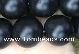 CAA2765 15.5 inches 12mm round matte black agate beads wholesale