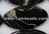 CAA277 15.5 inches 30*60mm faceted oval black line agate beads