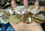 CAA2770 25*32mm - 27*35mm faceted freeform line agate beads