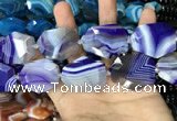 CAA2771 25*32mm - 27*35mm faceted freeform line agate beads