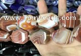 CAA2773 25*32mm - 27*35mm faceted freeform line agate beads