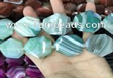 CAA2775 25*32mm - 27*35mm faceted freeform line agate beads