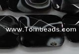 CAA279 15.5 inches 23*30mm faceted rectangle black line agate beads