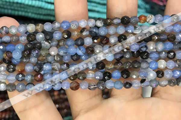 CAA2800 15 inches 4mm faceted round fire crackle agate beads wholesale