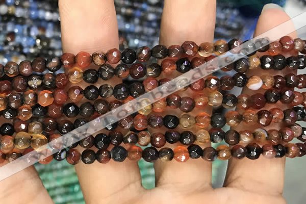 CAA2801 15 inches 4mm faceted round fire crackle agate beads wholesale