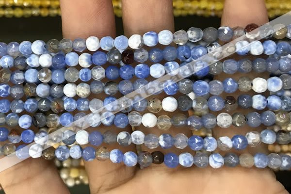 CAA2806 15 inches 4mm faceted round fire crackle agate beads wholesale