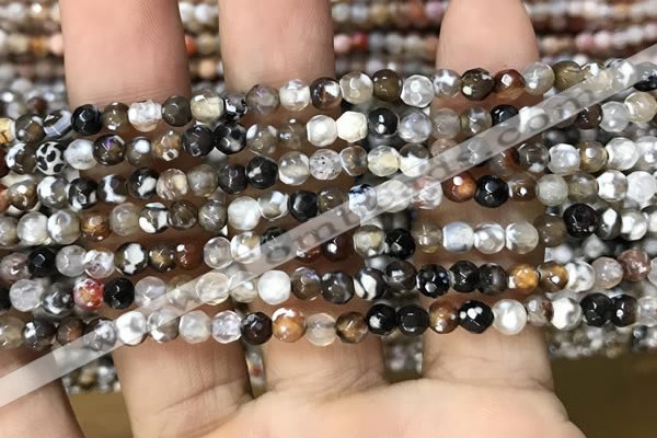 CAA2810 15 inches 4mm faceted round fire crackle agate beads wholesale