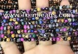 CAA2819 15 inches 4mm faceted round fire crackle agate beads wholesale