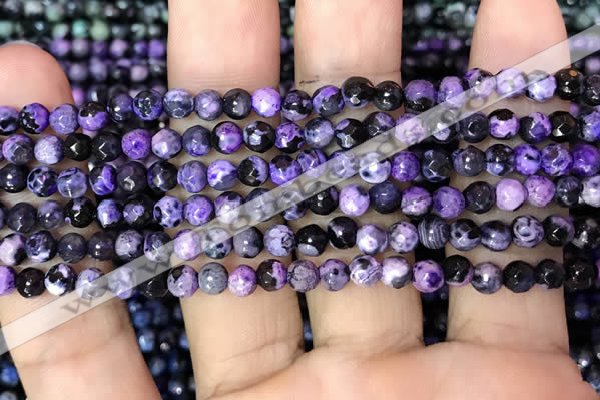 CAA2822 15 inches 4mm faceted round fire crackle agate beads wholesale