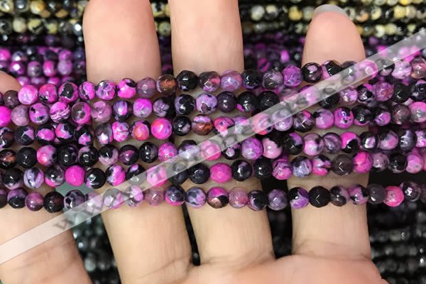 CAA2824 15 inches 4mm faceted round fire crackle agate beads wholesale