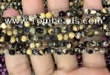 CAA2825 15 inches 4mm faceted round fire crackle agate beads wholesale