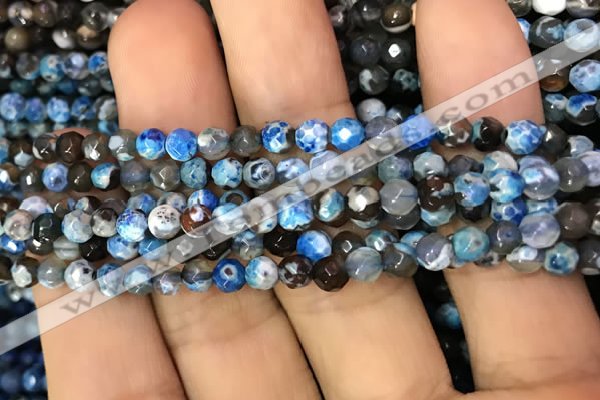 CAA2827 15 inches 4mm faceted round fire crackle agate beads wholesale