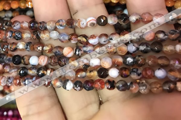 CAA2830 15 inches 4mm faceted round fire crackle agate beads wholesale