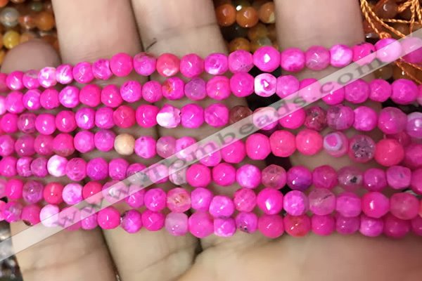 CAA2831 15 inches 4mm faceted round fire crackle agate beads wholesale