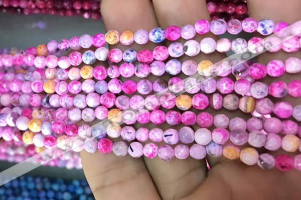 CAA2833 15 inches 4mm faceted round fire crackle agate beads wholesale