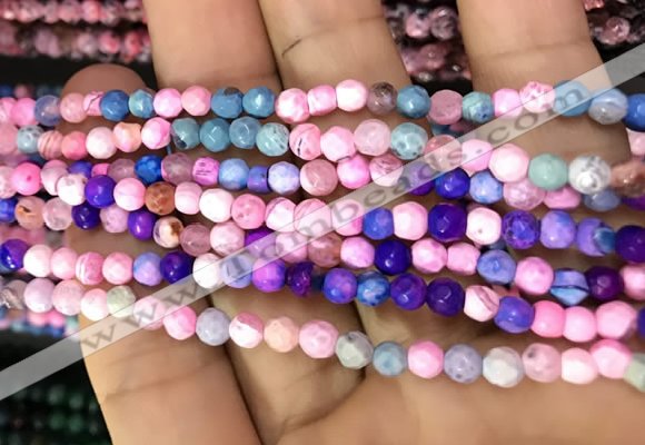 CAA2837 15 inches 4mm faceted round fire crackle agate beads wholesale