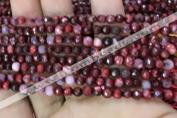 CAA2839 15 inches 4mm faceted round fire crackle agate beads wholesale