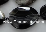 CAA284 15.5 inches 28*38mm faceted freeform black line agate beads