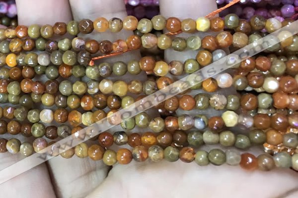 CAA2841 15 inches 4mm faceted round fire crackle agate beads wholesale