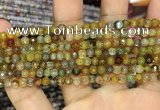 CAA2845 15 inches 4mm faceted round fire crackle agate beads wholesale