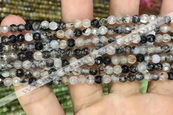 CAA2846 15 inches 4mm faceted round fire crackle agate beads wholesale