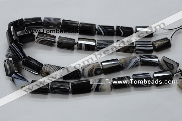 CAA289 15.5 inches 15*20mm faceted cuboid black line agate beads