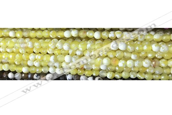 CAA2893 15 inches 6mm faceted round fire crackle agate beads wholesale