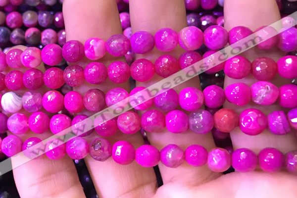 CAA2894 15 inches 6mm faceted round fire crackle agate beads wholesale