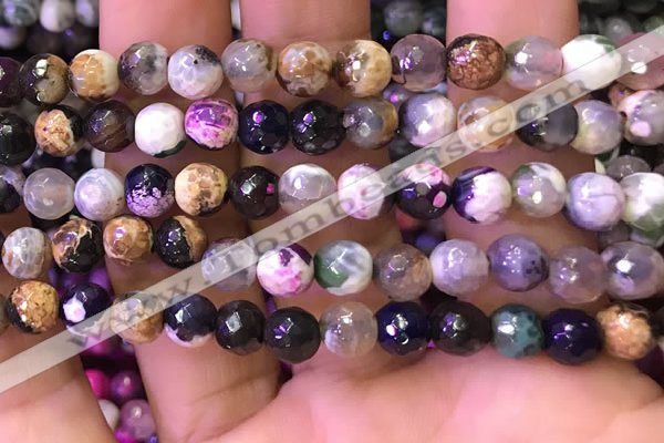 CAA2896 15 inches 6mm faceted round fire crackle agate beads wholesale