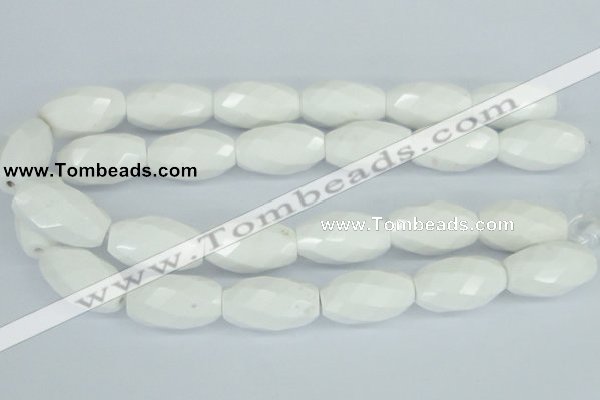 CAA29 15.5 inches 18*30mm faceted rice white agate gemstone beads