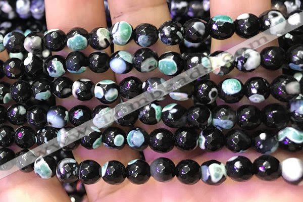 CAA2904 15 inches 6mm faceted round fire crackle agate beads wholesale