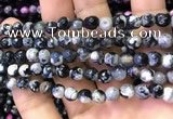 CAA2907 15 inches 6mm faceted round fire crackle agate beads wholesale