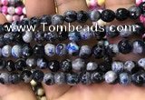 CAA2910 15 inches 6mm faceted round fire crackle agate beads wholesale