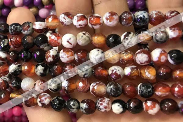 CAA2913 15 inches 6mm faceted round fire crackle agate beads wholesale