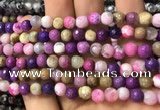 CAA2914 15 inches 6mm faceted round fire crackle agate beads wholesale