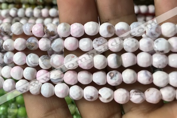 CAA2918 15 inches 6mm faceted round fire crackle agate beads wholesale