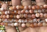 CAA2920 15 inches 6mm faceted round fire crackle agate beads wholesale