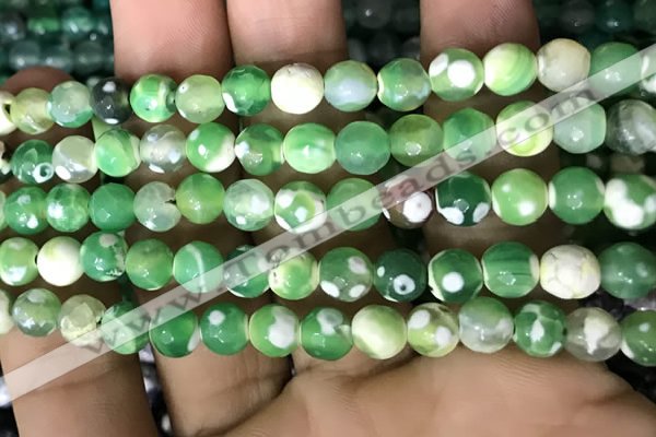 CAA2922 15 inches 6mm faceted round fire crackle agate beads wholesale