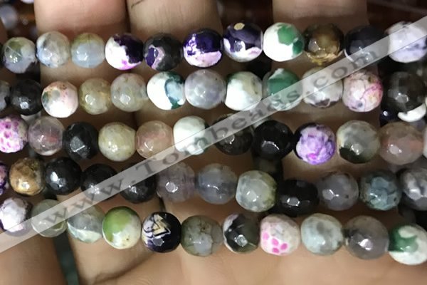 CAA2924 15 inches 6mm faceted round fire crackle agate beads wholesale