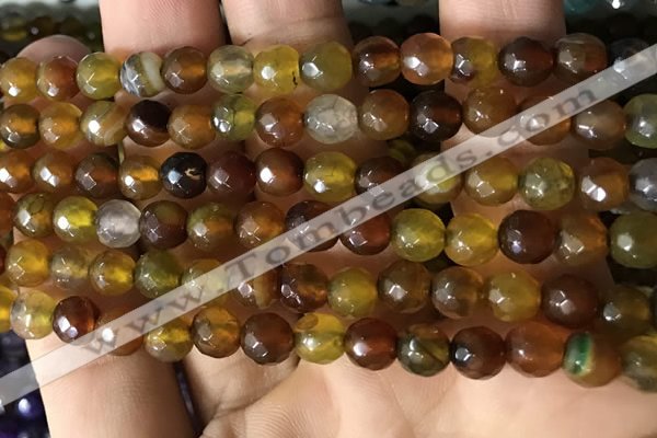 CAA2928 15 inches 6mm faceted round fire crackle agate beads wholesale